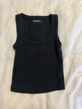 Abercrombie  Fitch Women's Square Neck Crop Tank Sz Sm Black