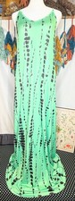 Green Abstract Print Maxi Dress Women’s Small | Long Sleeveless Summer Dress