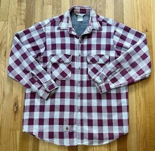 Rare Vtg 90s Carhartt Men  s L Fuzzy Fleece Lined Shirt Jacket Ranch Repair GUC