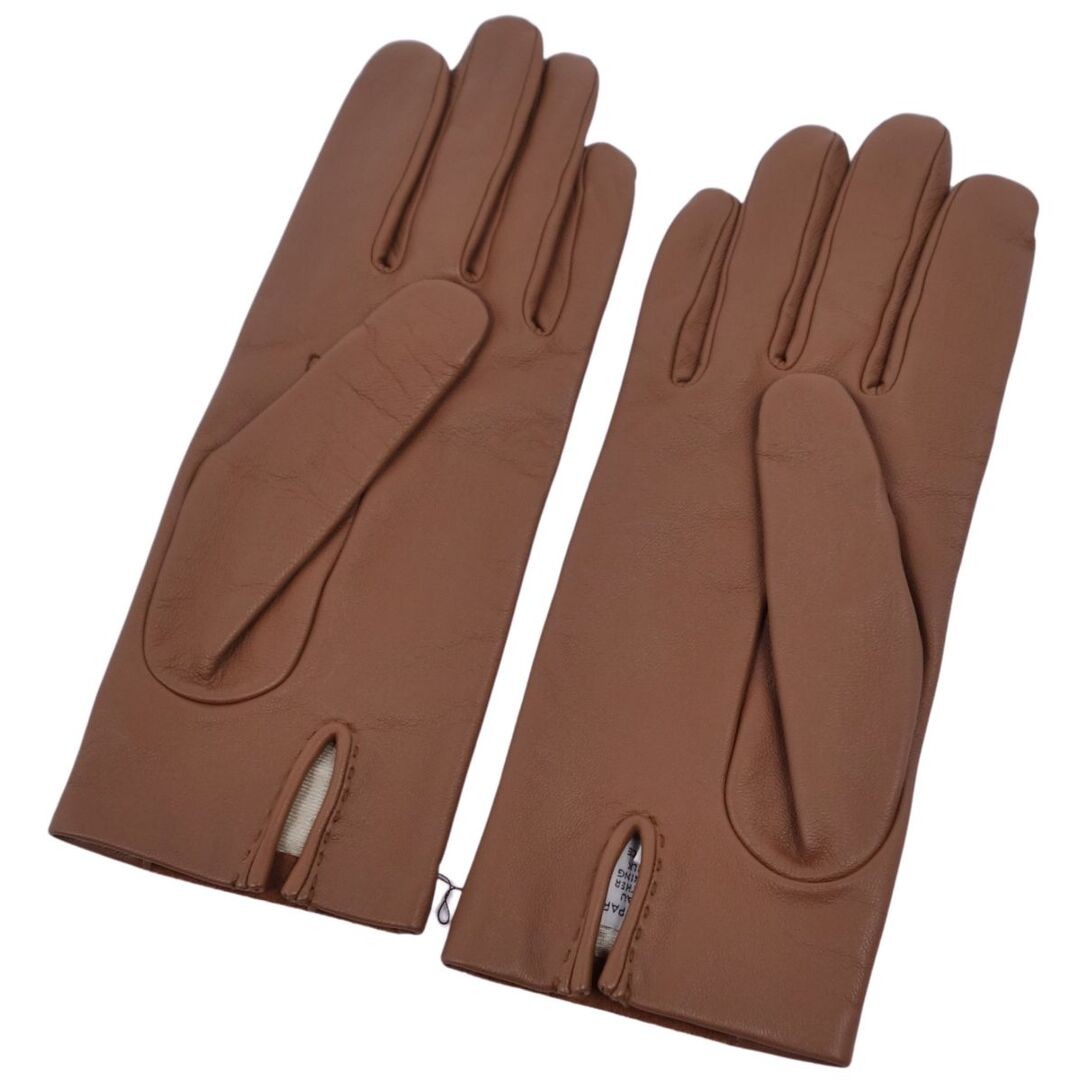 Hermes Gloves Harmony Medor Serie Lamb Leather Women's 7.5 Brown Used MOLO-0 thumbnail 2