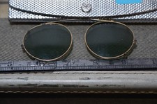 Vintage CLIP ON SUNGLASSES Fit Over Lens Gold Tone ENGRAVED