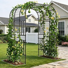 7.3ft Metal Garden Arch Trellis, Steel Climbing Plant Support for Veg, Flowers
