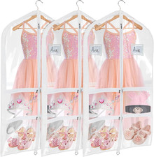 Clear PVC Dance Costume Bags 3 Pack Garment Bag 40 Inch for Dance Competitions