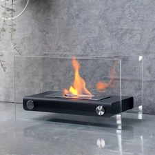 Modern Tabletop Flame Decor | Glass Fire Feature for Home & Patio 