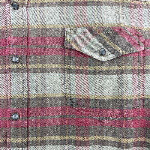 Camisa occidental Converse One Star rosa/gris a cuadros perla-a presión manga larga - talla XL - Imagen 2 de 7