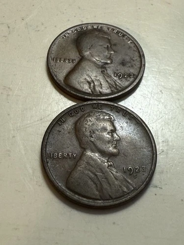 1923-P / S  Lincoln Wheat Cents - (2) Very Good 100+ Yr Old Coins