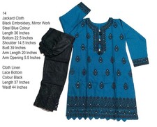 Steel Blue Shalwar Kameez Jackard Asian Pakistani Indian 2 Piece Suit Party wear