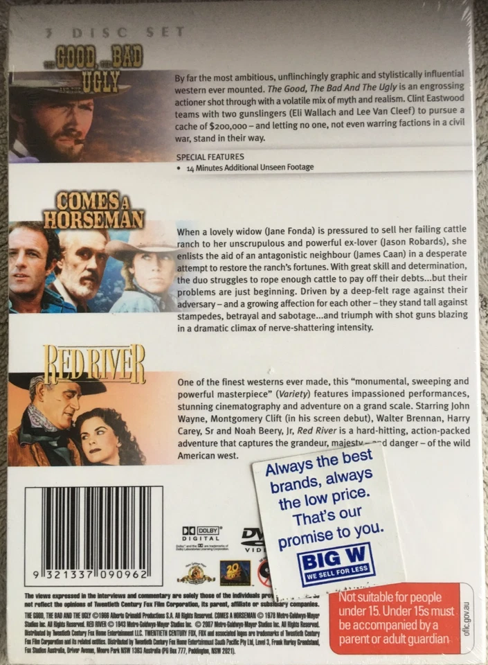 The Good, The Bad and The Ugly/Comes a Horseman/Red River 3-Disc DVD NEW SEALED - image 2 of 2