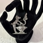 Vintage Pewter Cherub Big Steam Hot Cooking Pot  Brooch Pin  Victorian Nice — photo 5