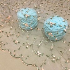 Floral Evening Dress DIY Tulle Embroidery Trim Bridal Costume Lace Fabric 1 M