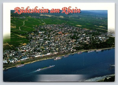 Rüdesheim am Rhein Germany Aerial View Rhine River Town Postcard