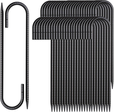 12 Inch Rebar Stakes 50 Pack J Hook Ground Stakes Heavy Duty Chain Link Fence St