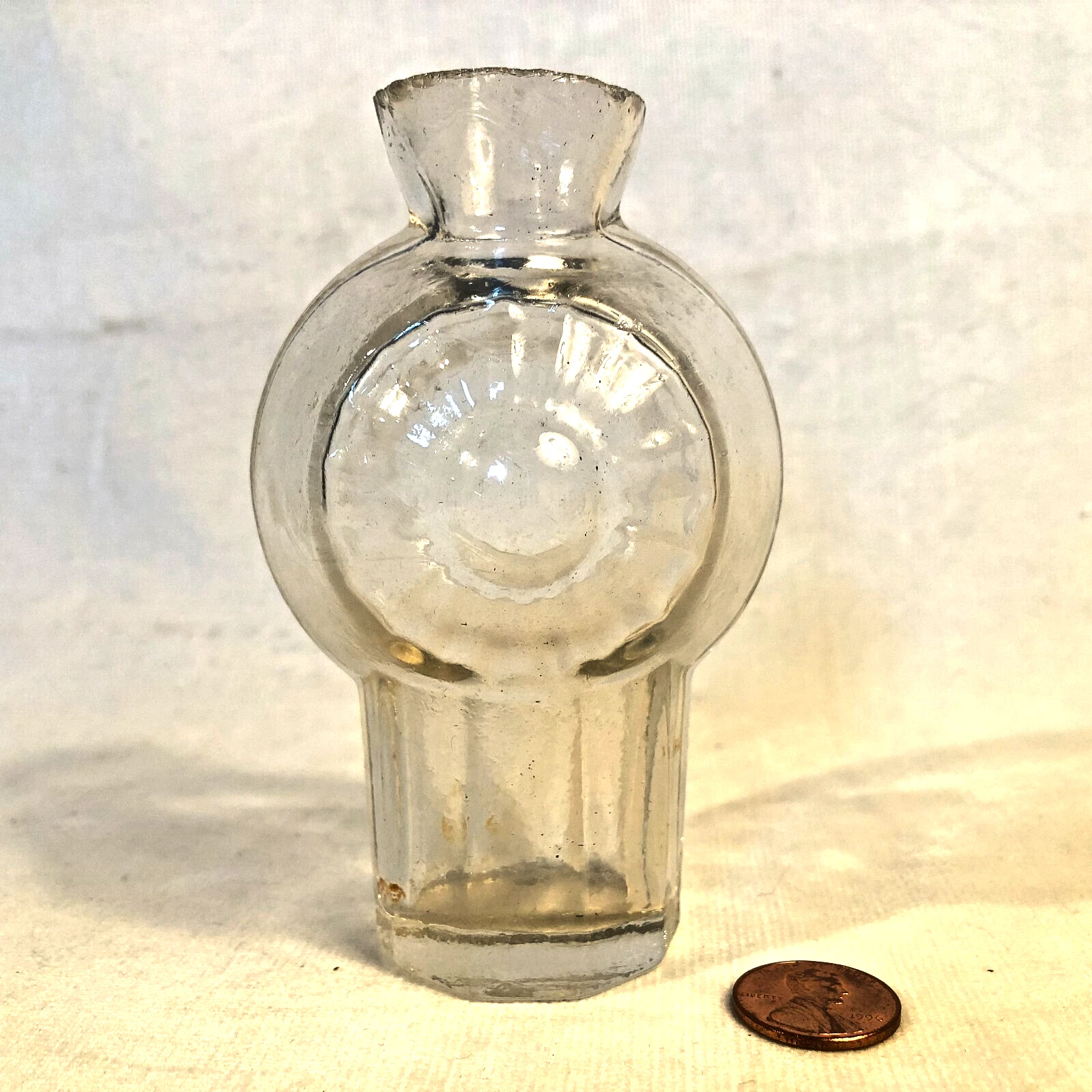 PRISTINE Antique Victorian Blown CLEAR Glass Bird Cage Waterer Water Bottle