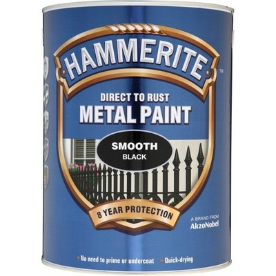 Hammerite Direct To Rust Metal Paint - Smooth Black - 5 Litre - 5084867