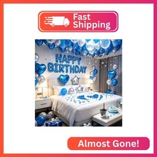 Blue Happy Birthday Balloons Decorations Light Blue Silver Birthday Balloon Lett