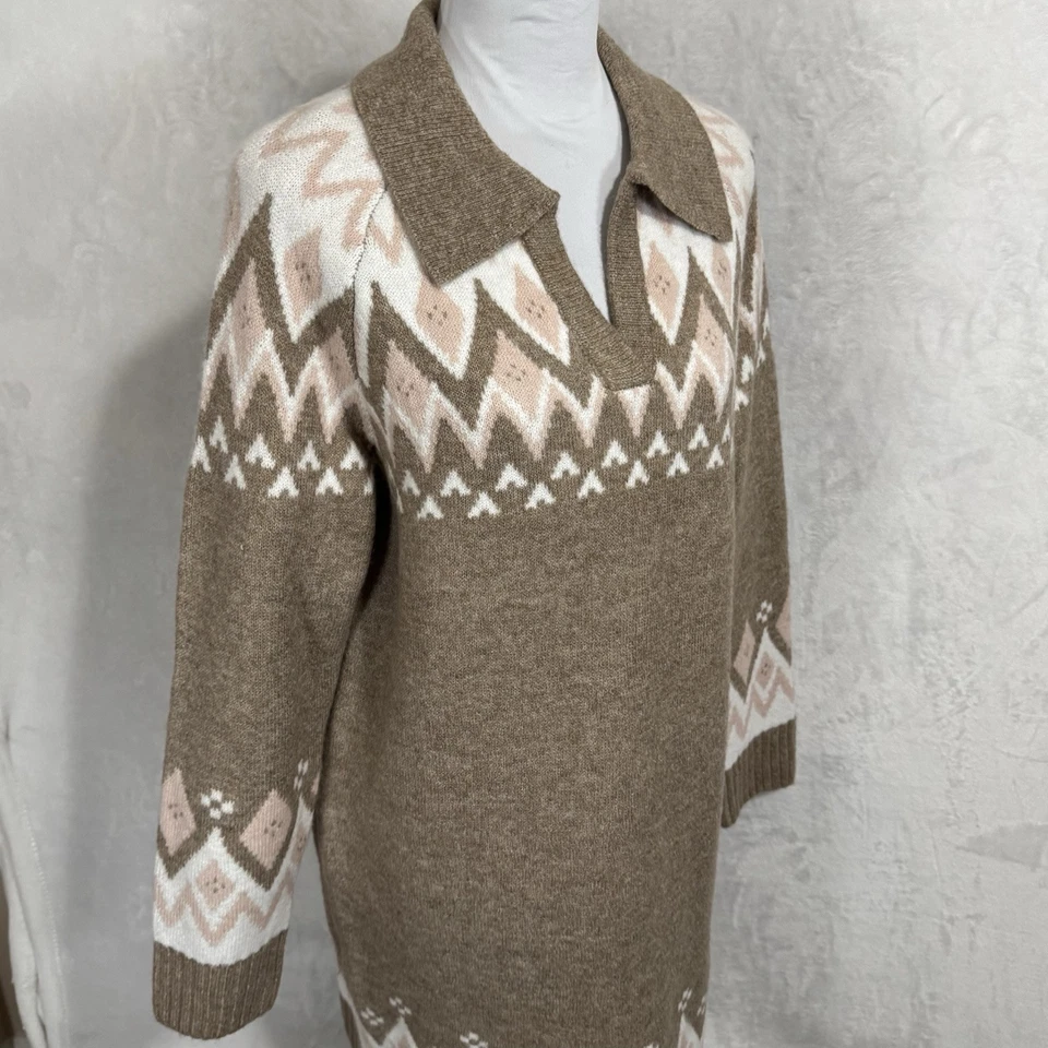 NUEVO Vestido Suéter Cynthia Steffe Cuadrado Talla M Gran Tamaño Fair Isle Cuello Preppy Foto 2 de 4