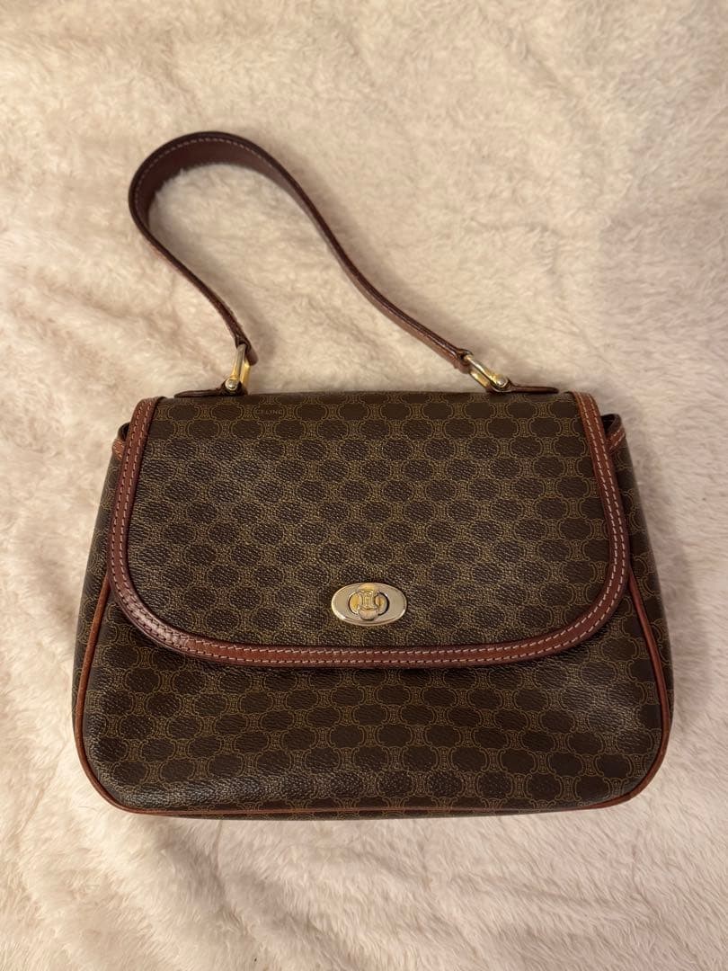 CELINE Shoulder bag Dot Pattern Brown Vintage Aut… - image 1