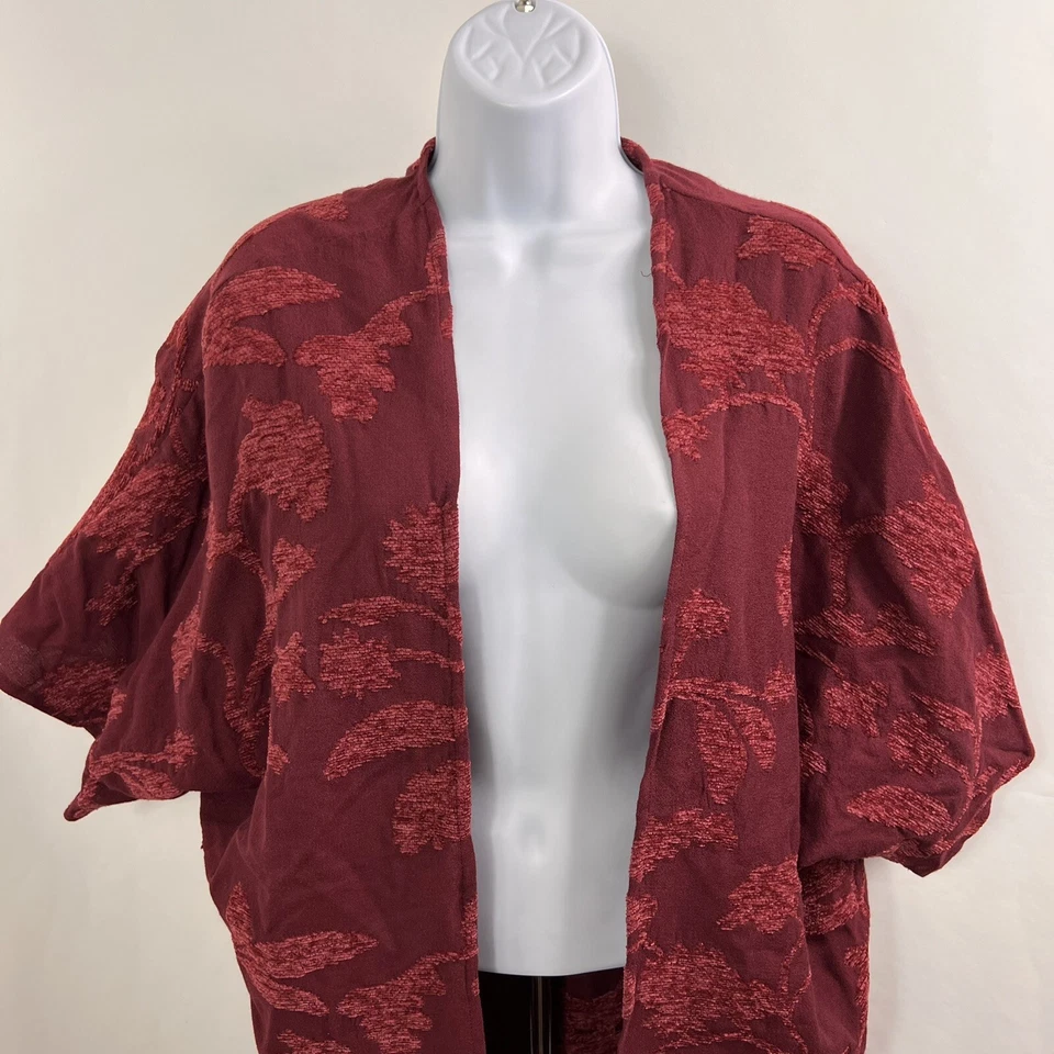 Cárdigan Chico's para mujer pequeño/mediano frente abierto de gran tamaño brocado manga corta Foto 2 de 4