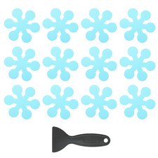 12 Pcs Non Slip Bathtub Stickers with Scraper Anti Slip Snowflake Blue