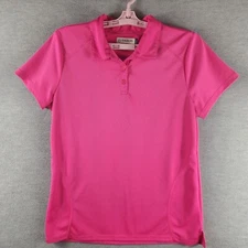 Magellan Woman Outdoors Moisture Wicking Pink Polo Large Fish Gear Mag Wick