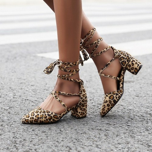 ladies leopard sandals