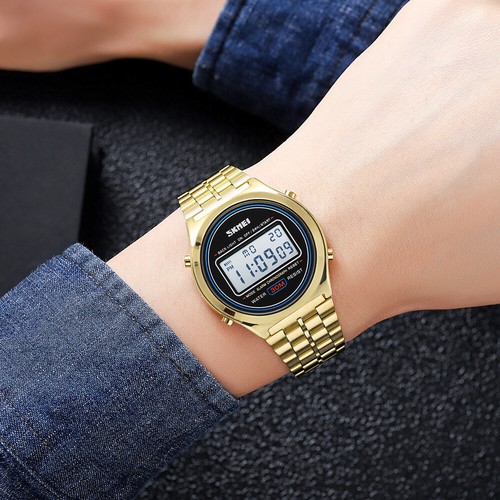 Orologio Digitale Uomo Affari Uomo Quadrante Rotondo Cinturino Acciaio Inox Orologio Skmei - Foto 5 di 19