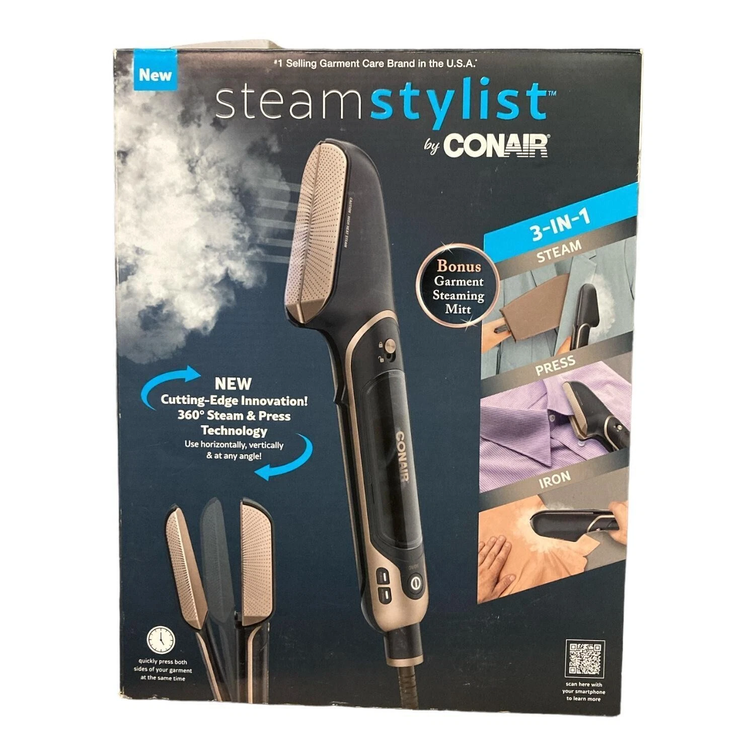 Conair Steam Stylist Iron Steamer 3-in-1 garment Care Innovation to Steam, Press