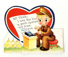 1940's Typewriter Army Soldier Love You Stand Up Valentine's Card thumbnail