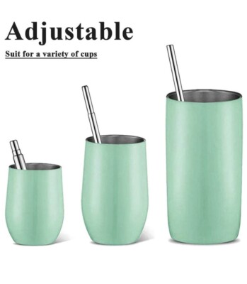2 Pack Telescopic Reusable Straw, Collapsible Stainless Steel Straws, Portable Metal Drinking Straws With Aluminum Key-Ring Case & Cleaning Brush For