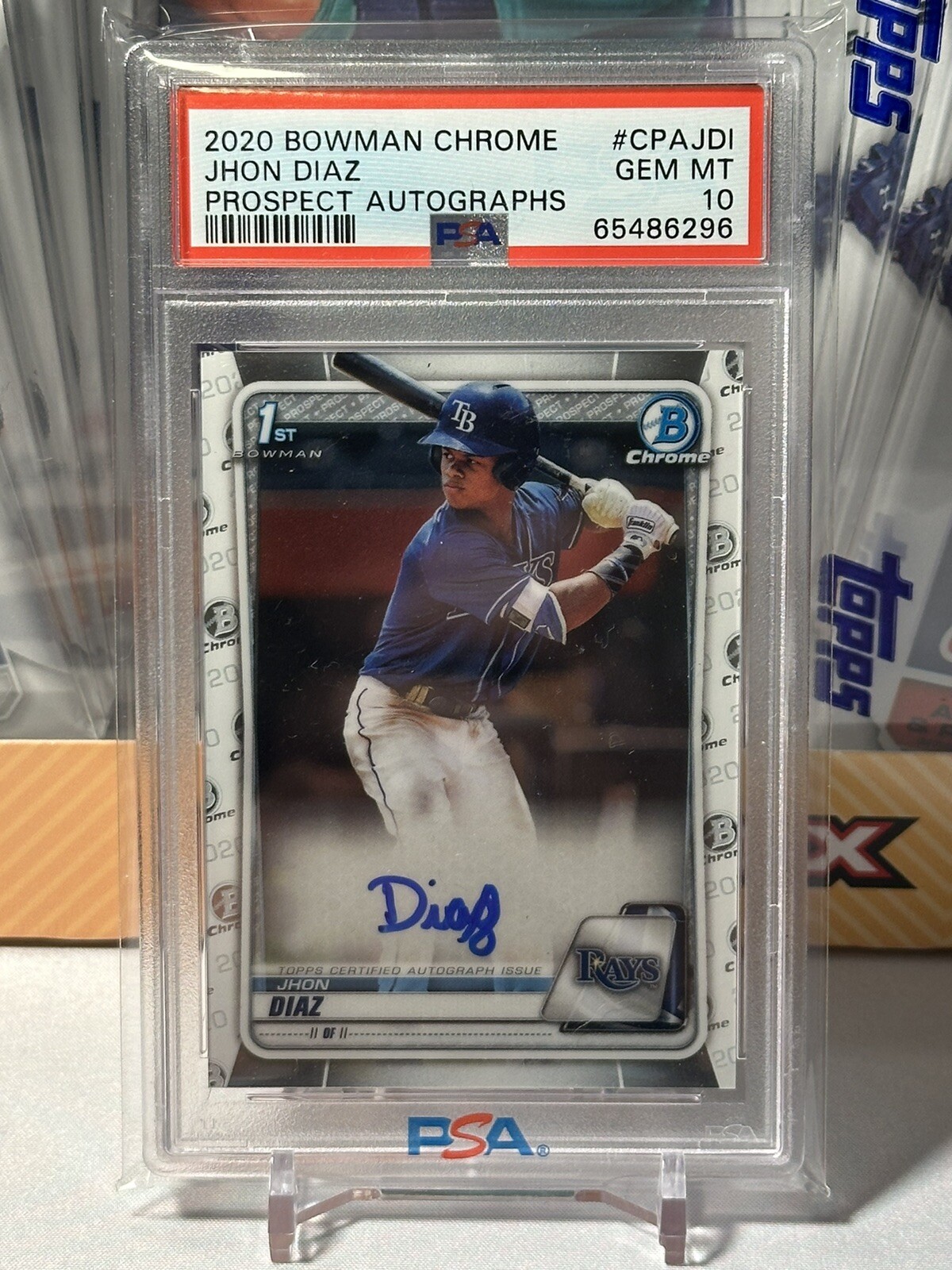 2020 Bowman Chrome 1st Prospect Auto #CPA-JDI Jhon Diaz Rookie RC PSA 10 TB Rays