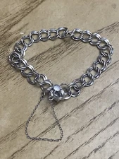 Vintage sterling silver 925 Designer Signed Elco double link charm bracelet