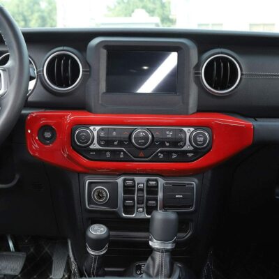 Cover Pannello Climatizzatore Per Jeep Wrangler JL/JLU 2018-2022 - Decorazione Interna In ABS Rosso, Facile Installazione Con Nastro 3M