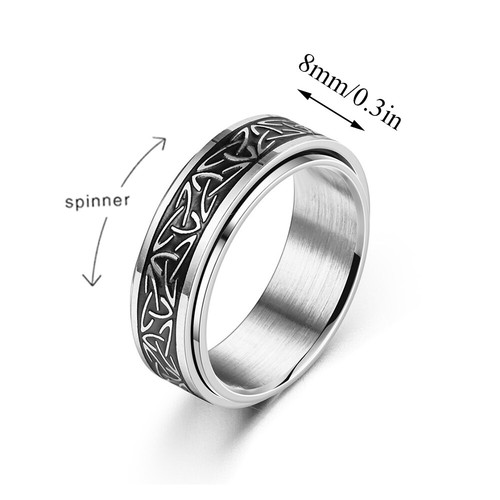 Anti Anxiety Spinner Fidget Rings Stainless Steel Rotate Band For Men Women - Foto 2 di 14