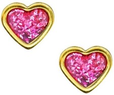 Studex Sensitive 6mm Heart with Pink Glitter Gold Plated Stud Earrings