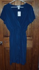 New Womens Size 2X DK Blue Le Fash Pullover Sexy Wrapper Dress V-Neck NWT
