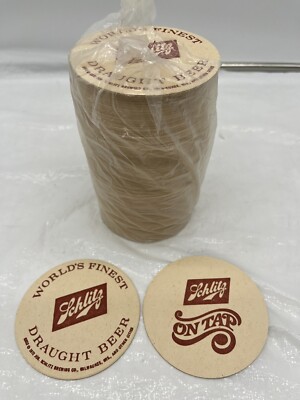100NOS Vintage 1972 Schlitz ON TAP Round Coasters WORLDS FINEST DRAUGHT BEER lot