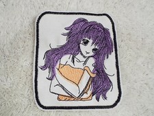 Anime Girl Purple Hair 4-3/4" Embroidery Iron-on Patch E17 