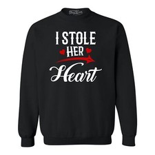 I Stole Her Heart Parejas A Juego San Valentín Cuello Redondo Parejas Sudaderas