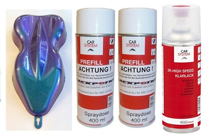 Spray cans set flip flop colour changing car paint purple-turquoise-blue 3x400ml