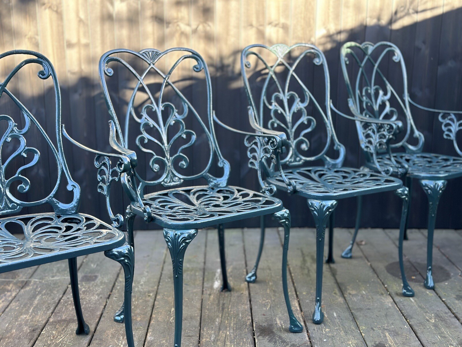 Cast Aluminium Green Garden Table X 4 Chairs / Delivery eBay