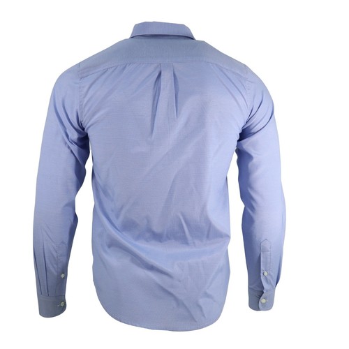 Camisa informal de calidad azul invierno azul manga larga con marca UE C10 para hombre C10 - Imagen 3 de 4