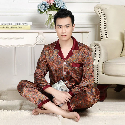 Luxus Herren Seide Satin Pyjama Set Weich Pyjama Langarm Nachtwäsche Loungewear - Bild 34 von 74