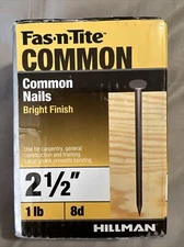 HILLMAN Bright Finish Common Nails 2-1/2” 8d 1-Lb. 461357