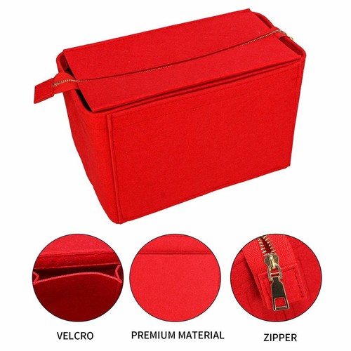 Felt Insert Bag Makeup Organizer Purse Portable Cosmetic Bag Storage Zipper Tote - Picture 7 of 12