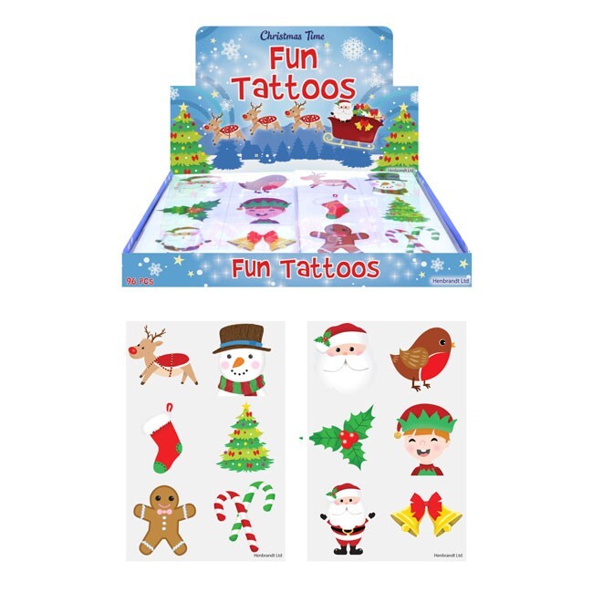 144 x Christmas Temporary Tattoos - Party Bag Fillers Toy Loot  Children's Kids