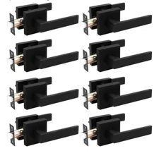 Probrico 8 Pack Matte Black Passage Door Handles,Interior Door Levers