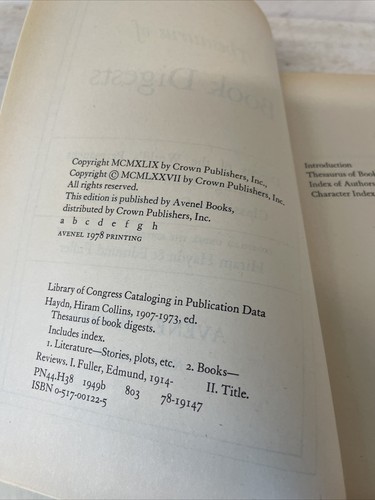 Fuller Easton Press Thesaurus of Book Digests Hayden 1978 Fast Shipping - Picture 8 of 8