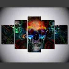 Digital Skull Painting Halloween 5 Piece Canvas Print Wall Art Poster Home Decor
