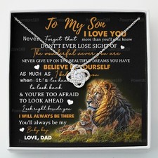 To My Son Necklace, Love Dad Father And Son Lion, Best Gifts For Son From Dad