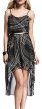 Express Women's Dress Size XS High Low Black White Adjustable Straps Sheer 78